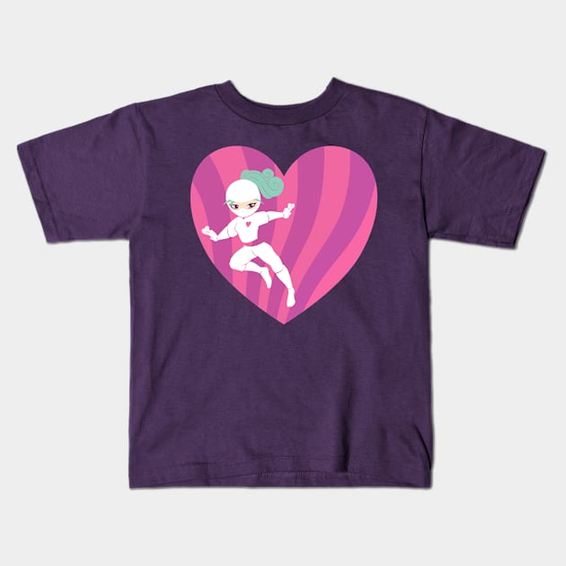 Love Ninja Jumps to Action Kids T-Shirt by graphicfire